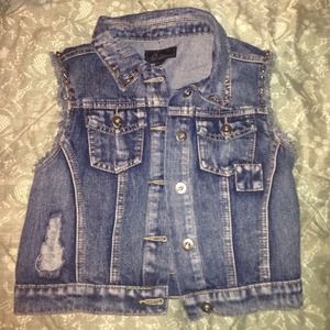Denim Studded Vest