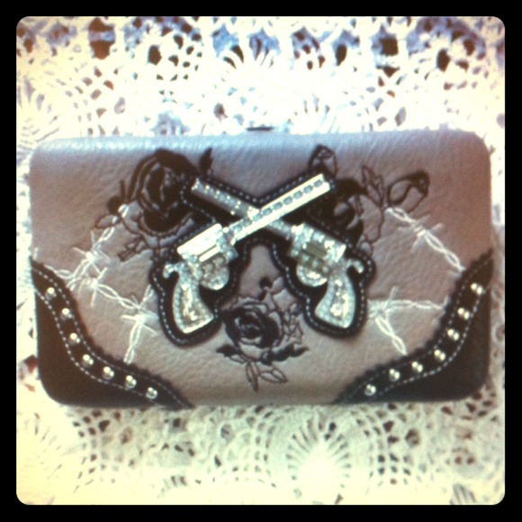Western wallet cowgirl flat clutch with checkbook