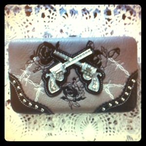 Western wallet cowgirl flat clutch with checkbook