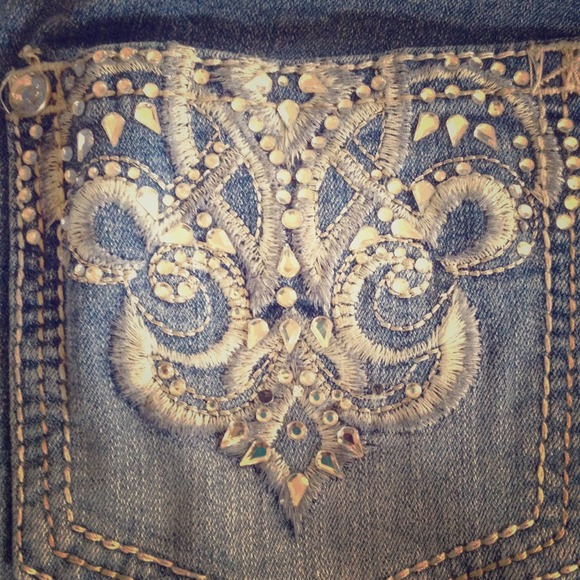 Rhinestone Pocket Maternity Jeans