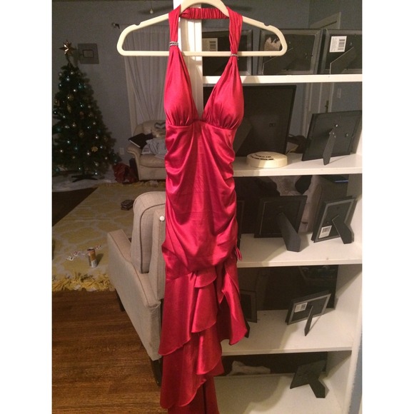 Red Satin Prom Dress