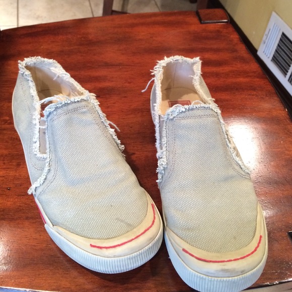 Olive green slip on sneakers