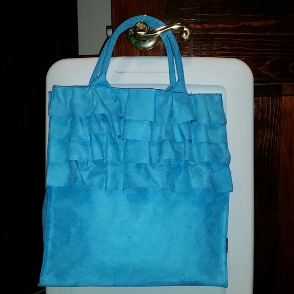 Blue Velvet Purse with Ruffles.