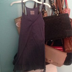 Gray/Navy Racerback tank with lace bottom