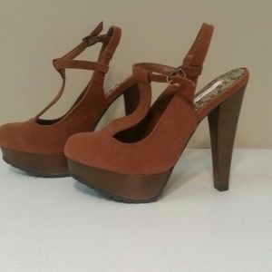 Brown suede heels