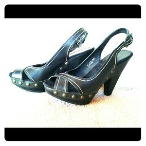 Black  slingback studded sandals