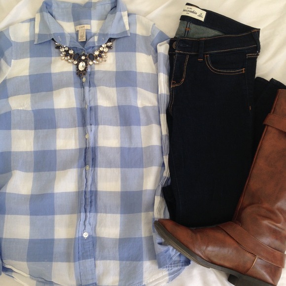 J. Crew Blue & White Plaid Shirt