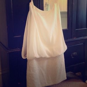 Cream sequin/chiffon dress