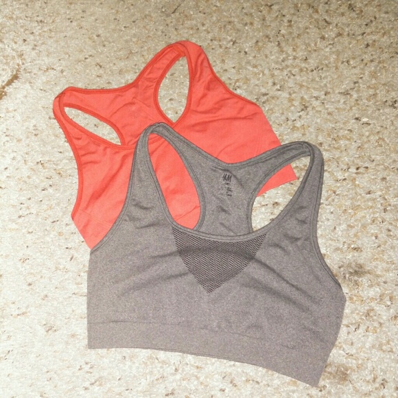 Red and gray sport bras