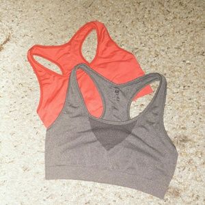 Red and gray sport bras