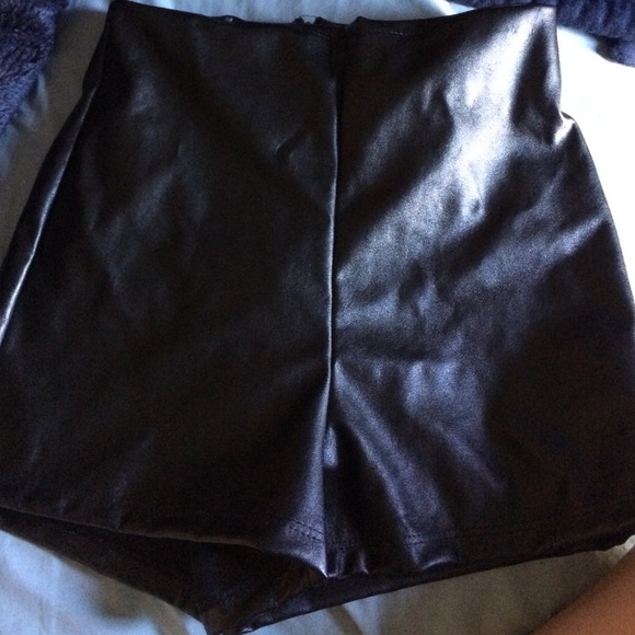Leather high waisted shorts