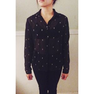 Cross Print Blouse