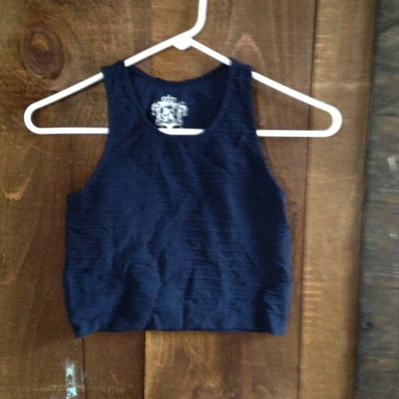 navy ribbed crop top