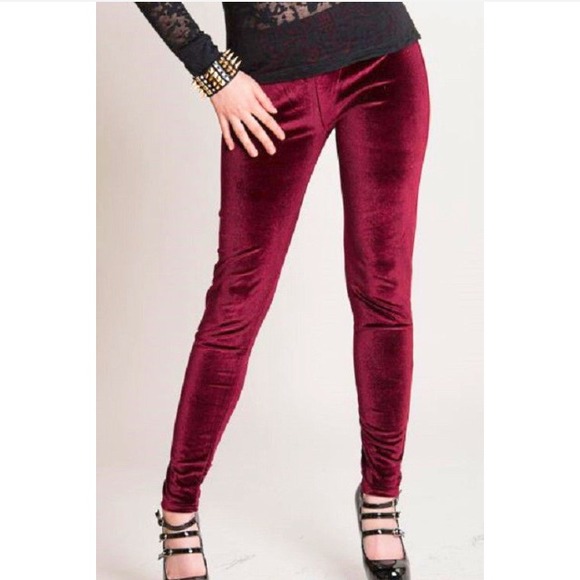 Red velvet leggings