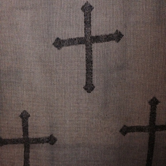 SOLD Velvet and chiffon cross button up top - Picture 4 of 4