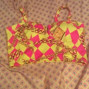 Pink and yellow crop top