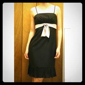 Strapped Black Dress with White Bow LBD