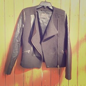 Zara Leather/ tweed Motorcycle jacket