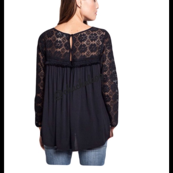 Black baby doll Lacey top - Picture 2 of 2