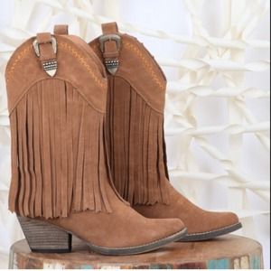 Fringe cowboy boots