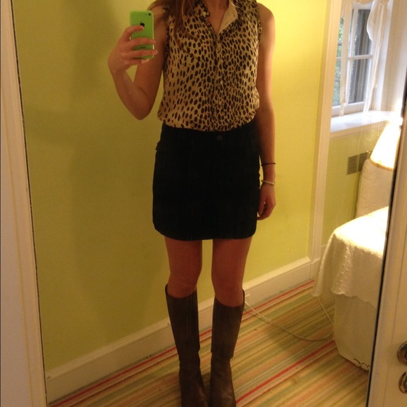 Black corduroy mini skirt