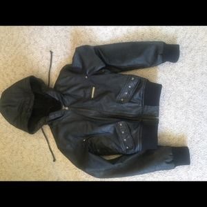 Leather bomber jacket