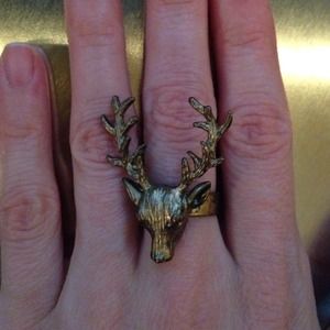 Brass Deer Head Ring