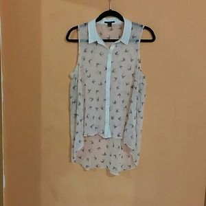 Forever 21 sheer hi-low button up shirt