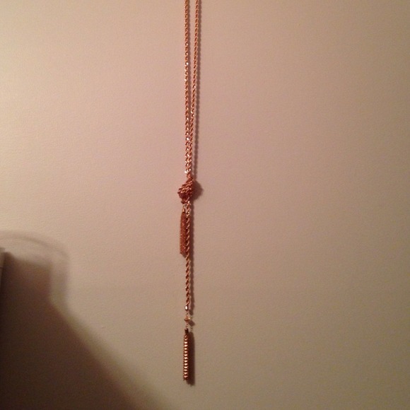 NWOT Rose Gold iced Lariat Pendant
