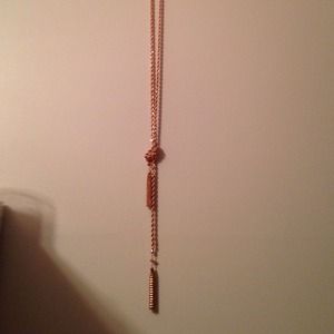 NWOT Rose Gold iced Lariat Pendant