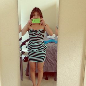 Teal and black striped dress