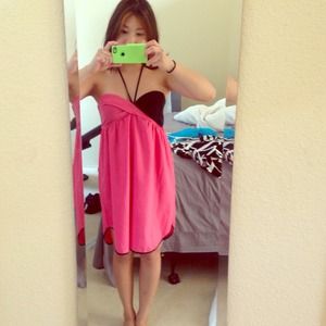 Pink and black halter dress