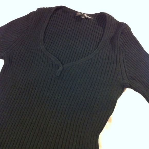 Black Ribbed Knit Sweater - Picture 2 of 4