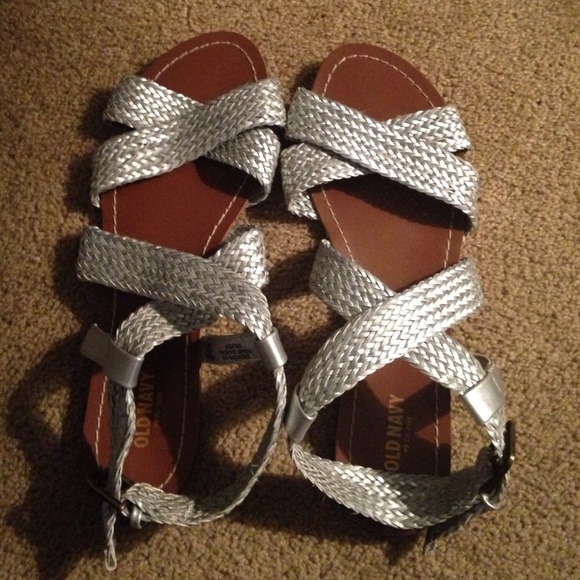 Strappy silver sandals