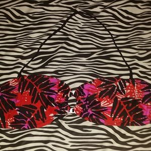 Tropical Bikini Top with Striped back