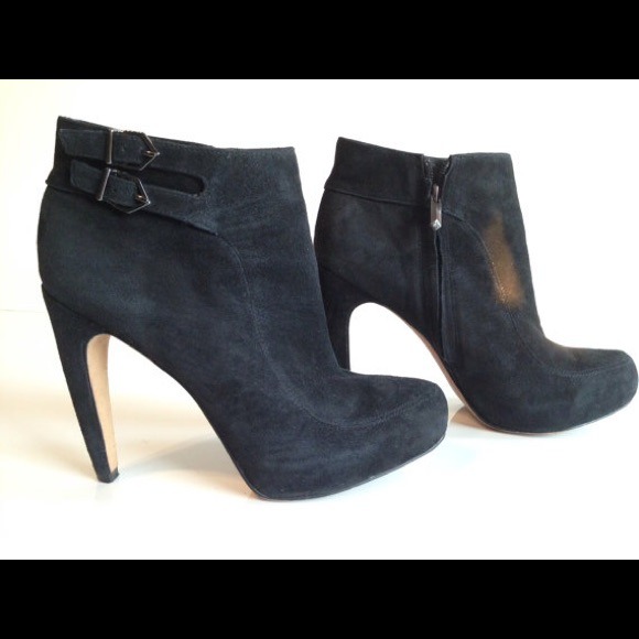 7.5 Sam Edelman black high heel suede zip up boots