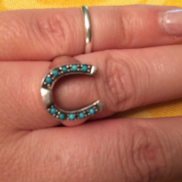 Turquoise and sterling silver horse shoe ring!