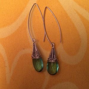 Sterling silver and green sea glass earrings