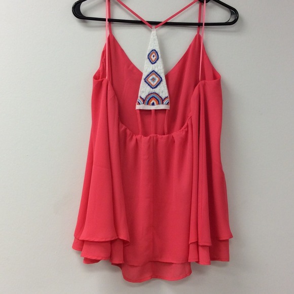 Coral tank with bead detail on back