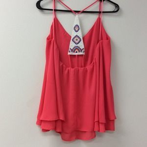 Coral tank with bead detail on back