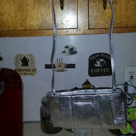 Silver Michael Kors  leather  purse