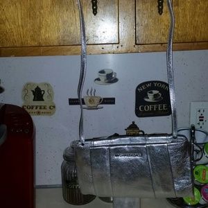 Silver Michael Kors  leather  purse