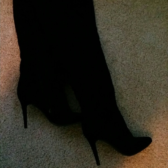 Black suede over the knee boots