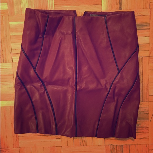 Red leather skirt!