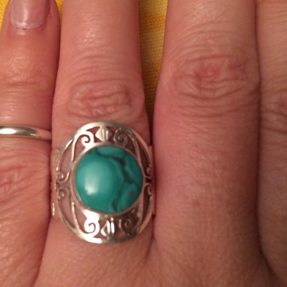 (SOLD) silver turquoise cutout ring