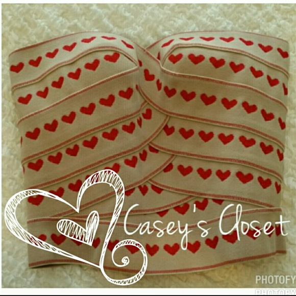 Pleasure Doing Business Tops - Banded Heart Print Bustier FINAL PRICE