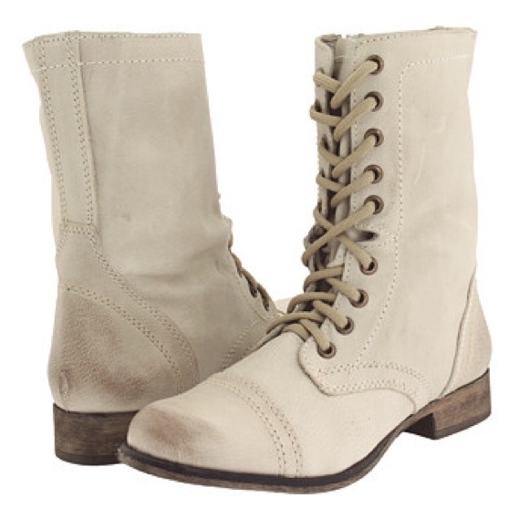 Steve Madden Troopa Combat Boots Natural Leather