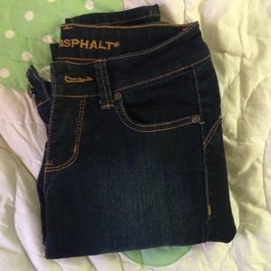 Blue asphalt jeans from wet seal!