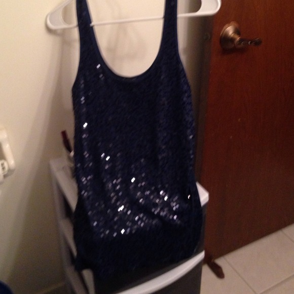 Dark blue tank with sequins