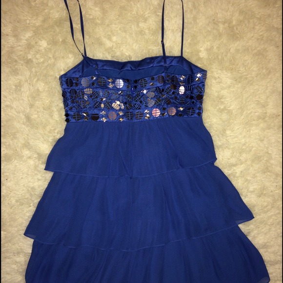 ✨BCBG Royal Blue sparkle ruffle cocktail dress 🩵 - Picture 3 of 4